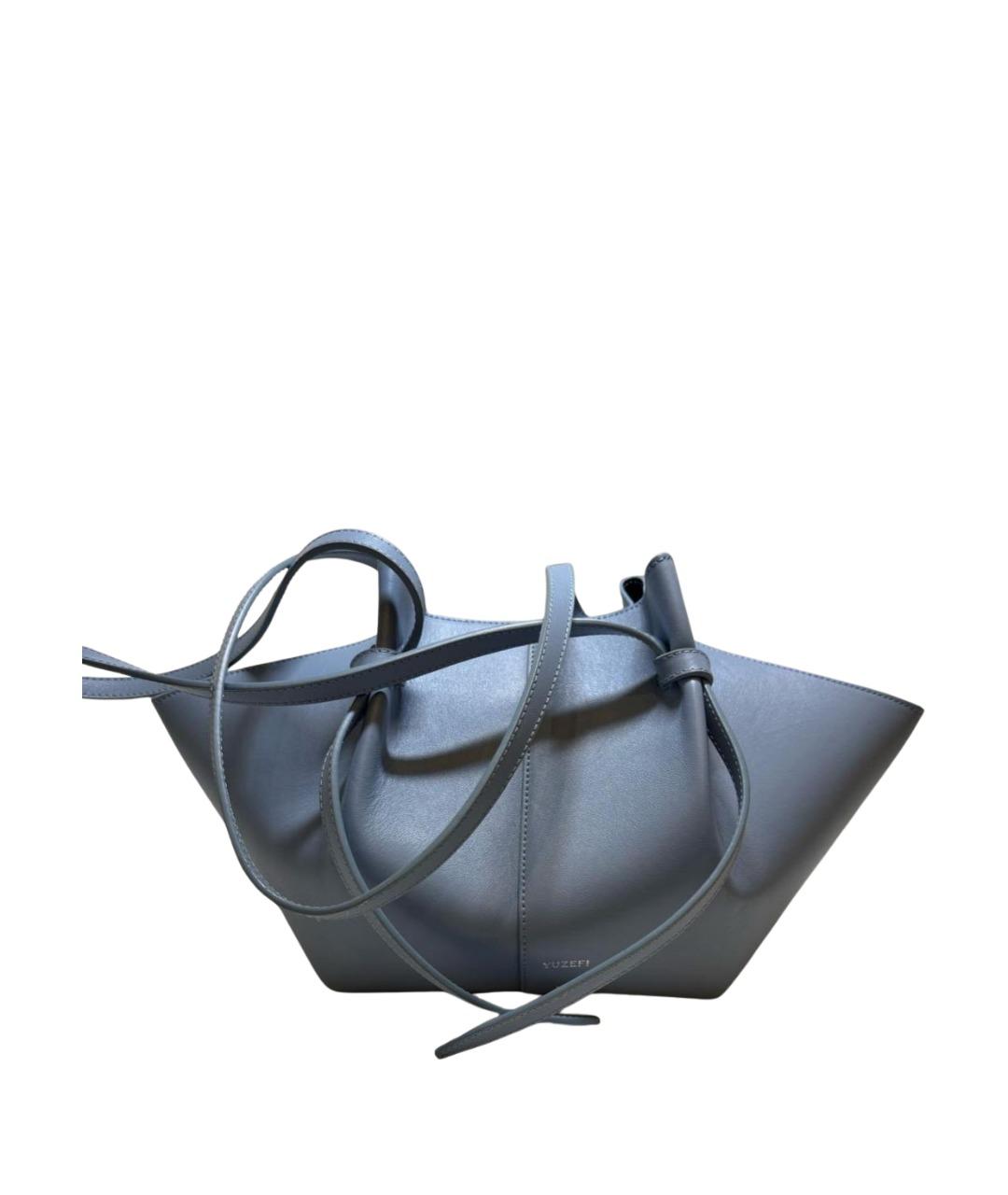 YUZEFI Голубая кожаная сумка тоут, фото 1