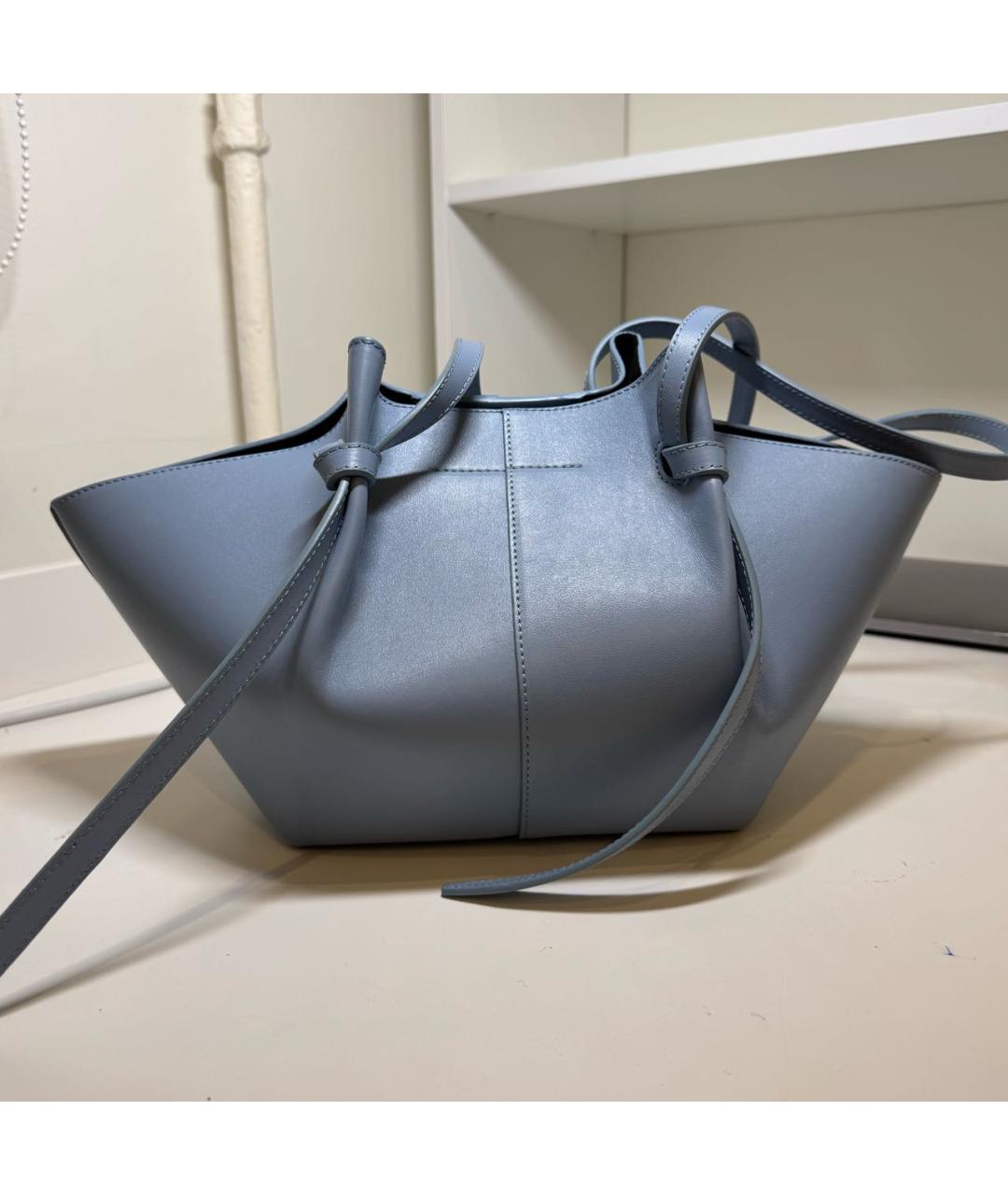 YUZEFI Голубая кожаная сумка тоут, фото 3