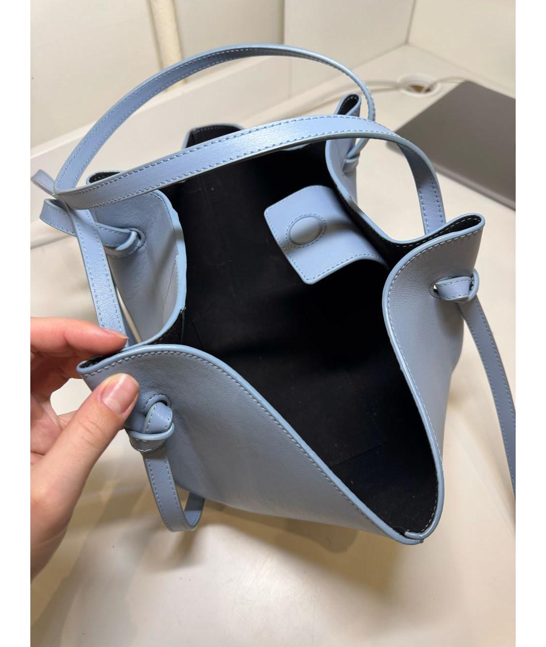 YUZEFI Голубая кожаная сумка тоут, фото 4