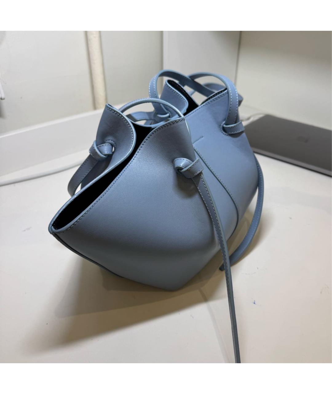 YUZEFI Голубая кожаная сумка тоут, фото 2