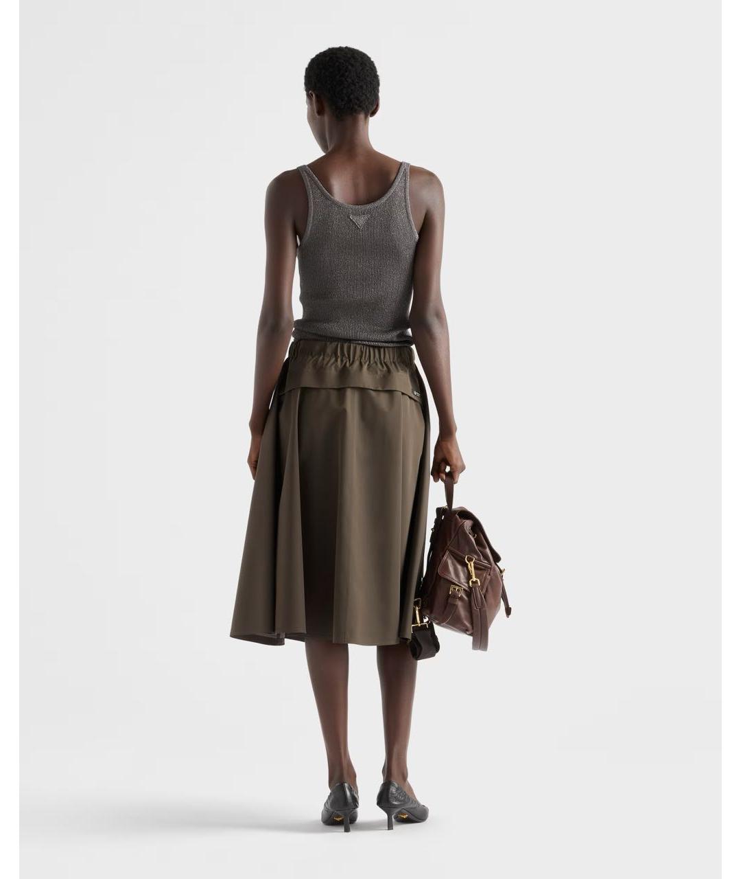 PRADA Хаки юбка миди, фото 4