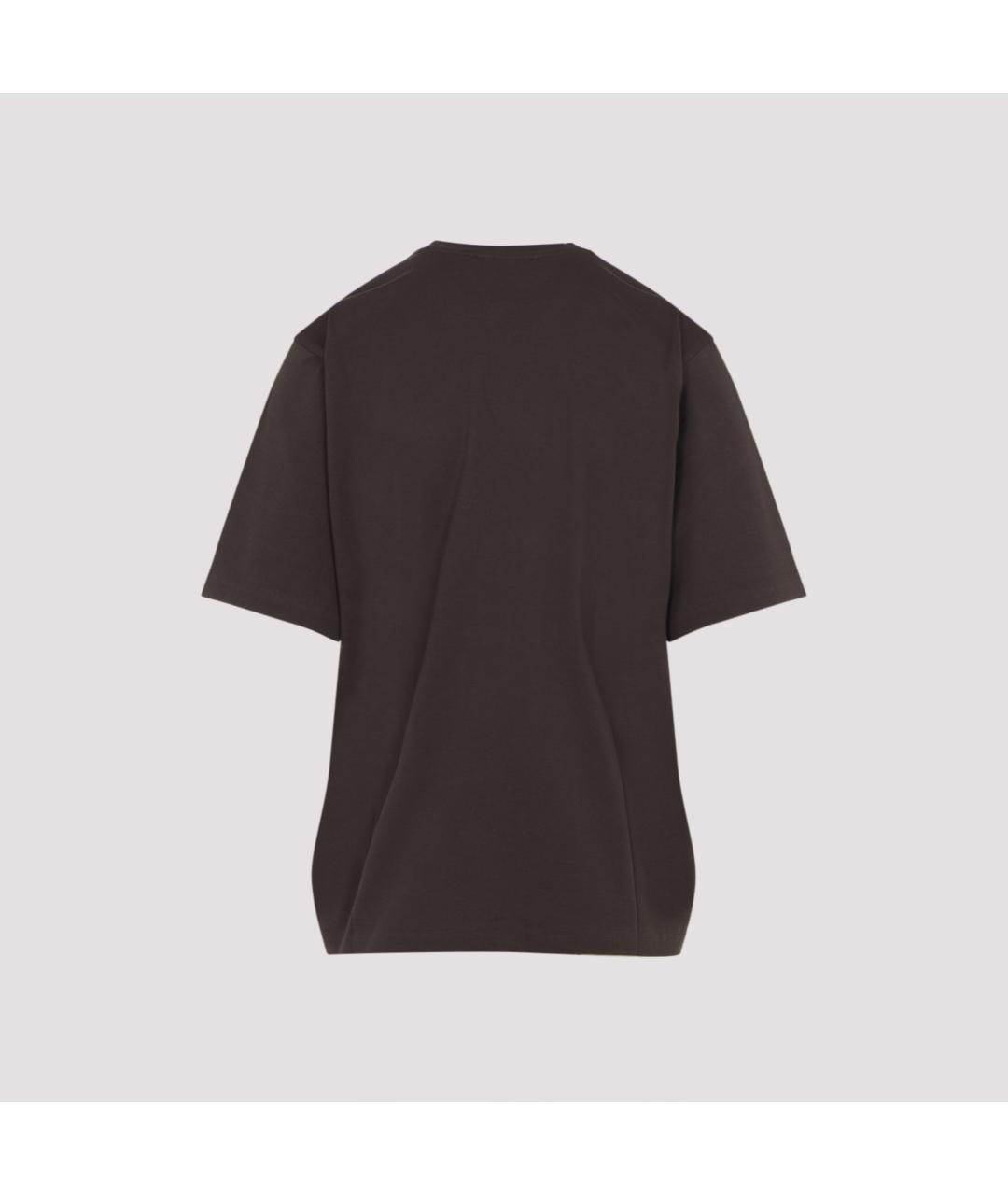 THE FRANKIE SHOP Коричневая хлопковая футболка, фото 3