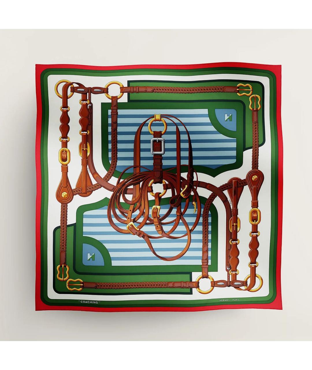 HERMES Зеленый шелковый платок, фото 4