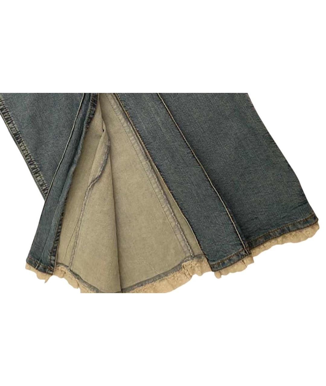 RED VALENTINO Голубая хлопко-эластановая юбка макси, фото 3