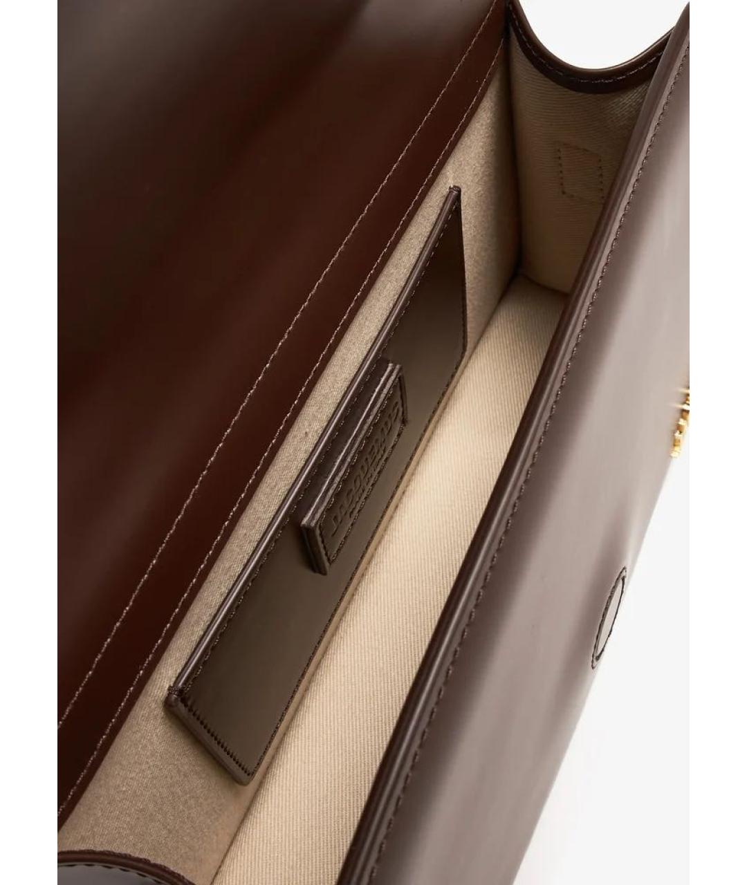 JACQUEMUS Коричневая кожаная сумка через плечо, фото 4