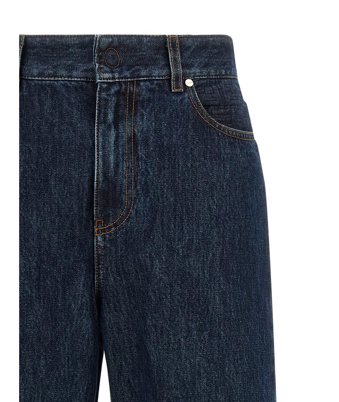 FENDI Синие хлопковые прямые джинсы, фото 3