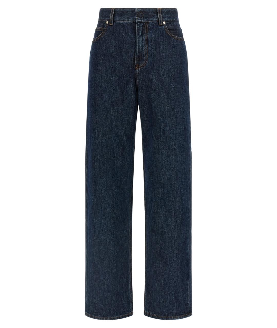 FENDI Синие хлопковые прямые джинсы, фото 1