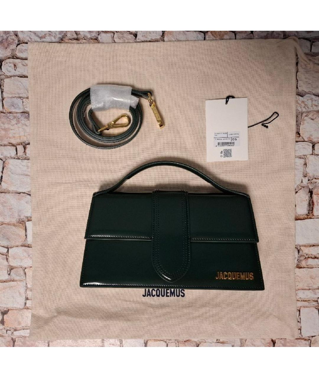 JACQUEMUS Зеленая сумка через плечо из лакированной кожи, фото 3