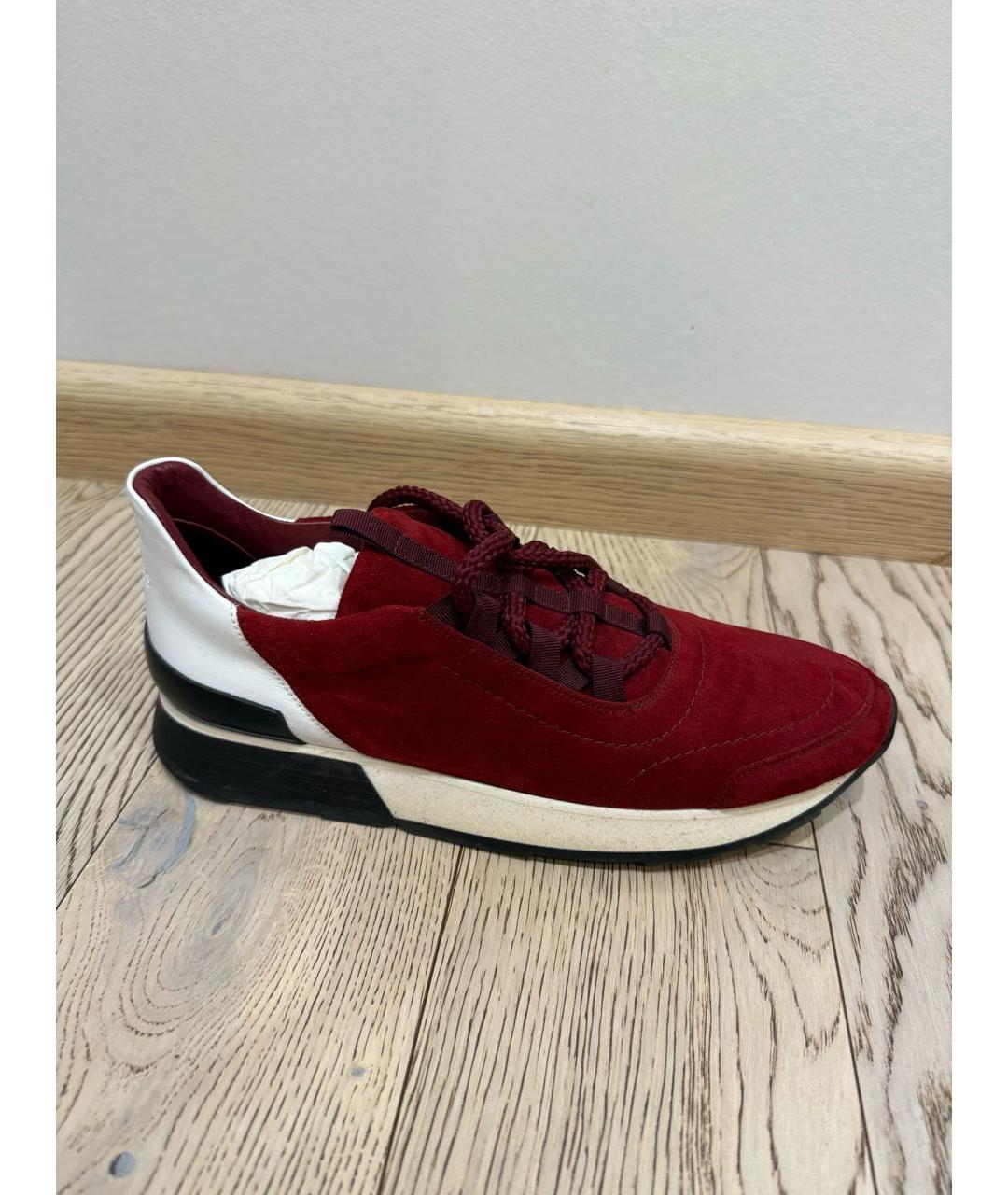 HERMES Бордовые замшевые кроссовки, фото 7