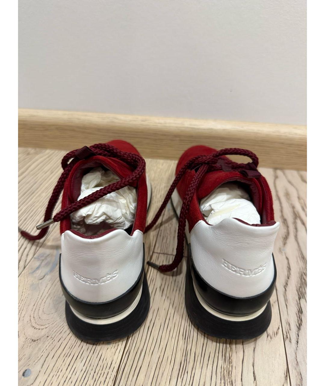 HERMES Бордовые замшевые кроссовки, фото 4