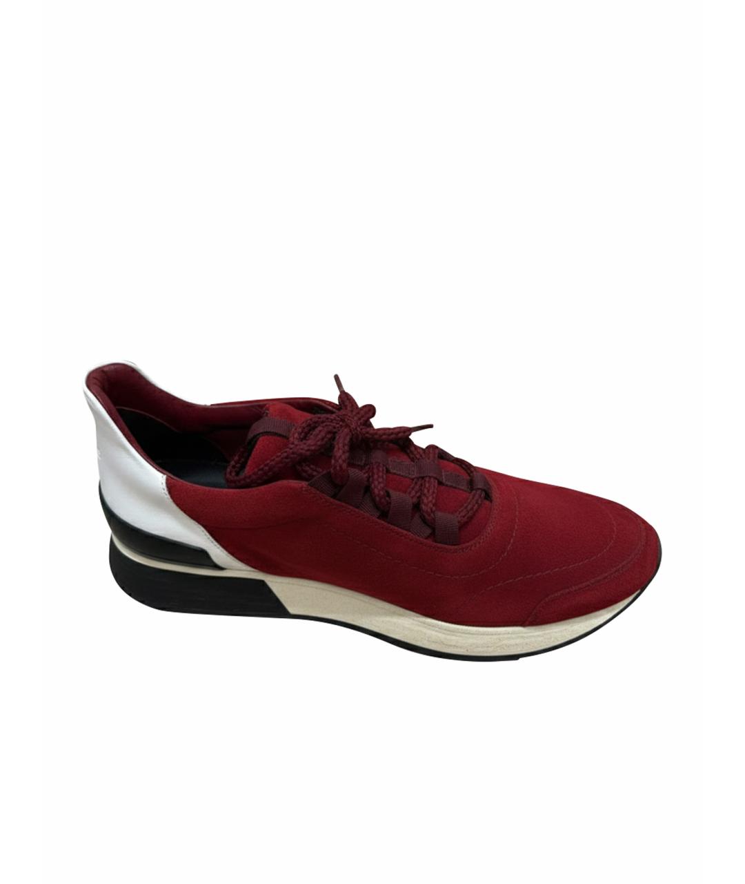 HERMES Бордовые замшевые кроссовки, фото 1
