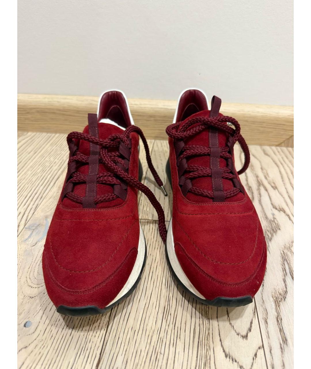 HERMES Бордовые замшевые кроссовки, фото 2