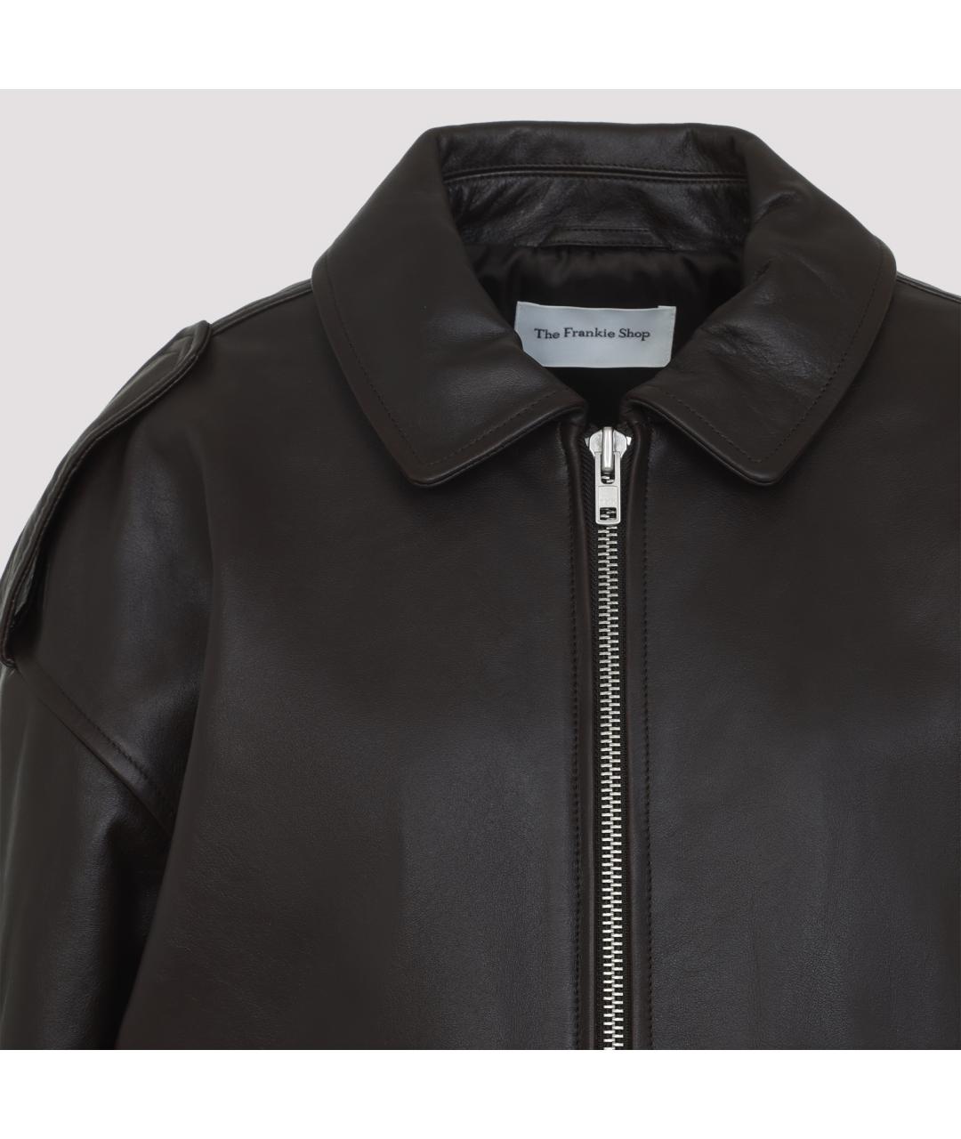 THE FRANKIE SHOP Коричневый кожаный жакет/пиджак, фото 6