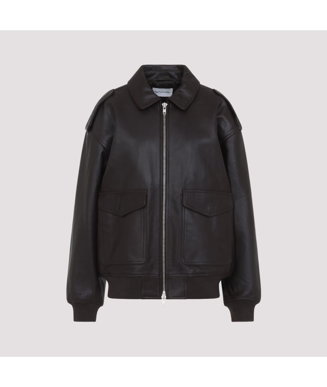 THE FRANKIE SHOP Коричневый кожаный жакет/пиджак, фото 2