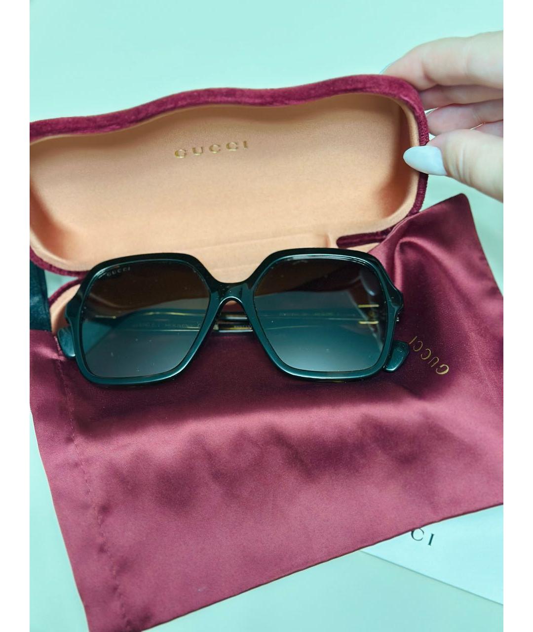 GUCCI Коричневые пластиковые солнцезащитные очки, фото 3