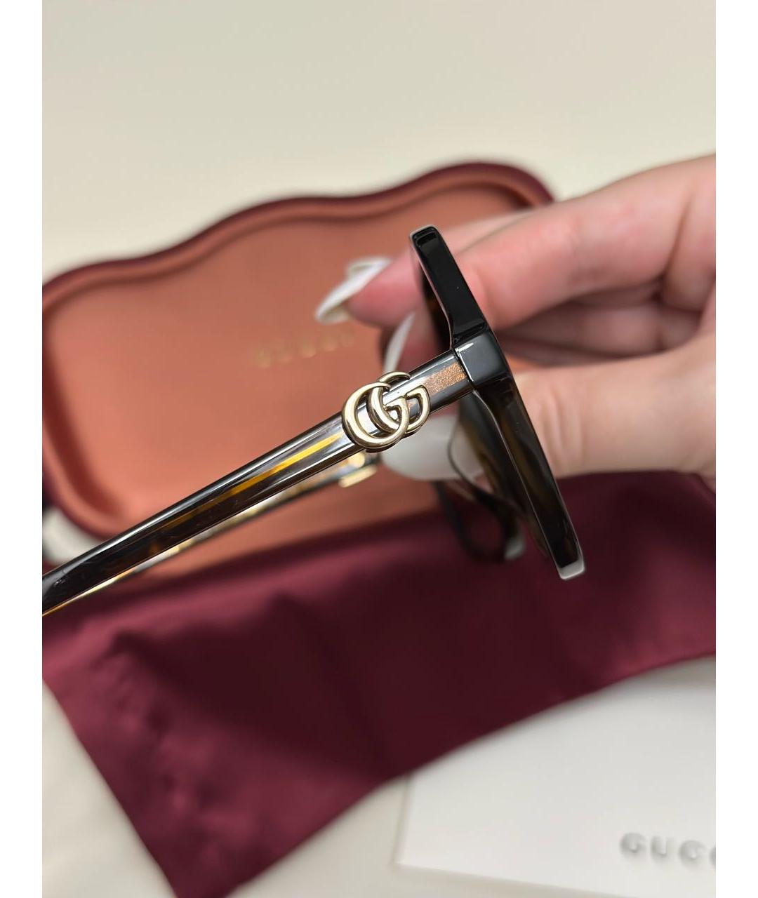 GUCCI Коричневые пластиковые солнцезащитные очки, фото 4