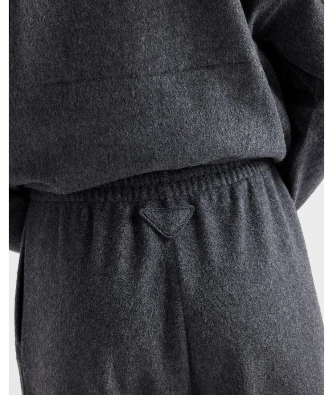 PRADA Серые шерстяные прямые брюки, фото 4
