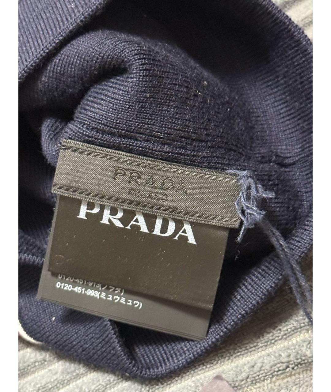 PRADA Темно-синяя шерстяная шапка, фото 3