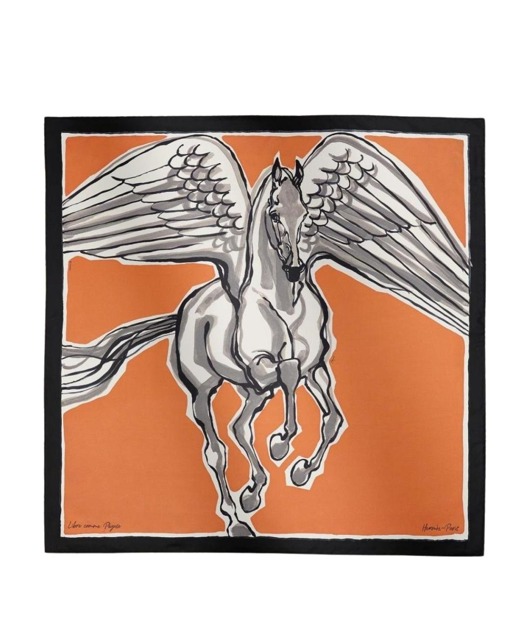 HERMES Коричневый шелковый платок, фото 1