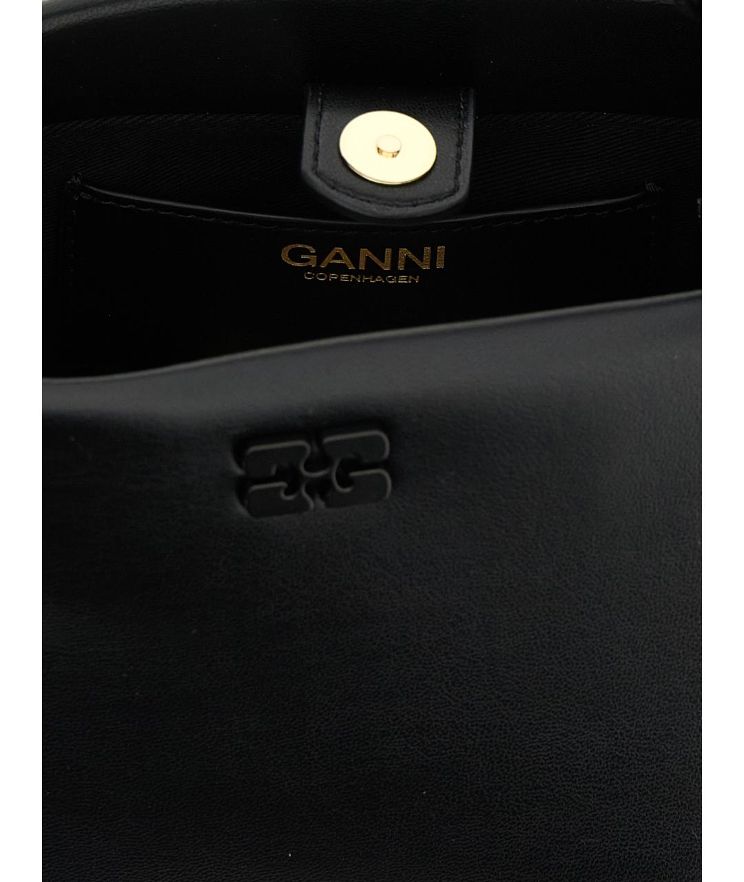 GANNI Черная кожаная сумка тоут, фото 4