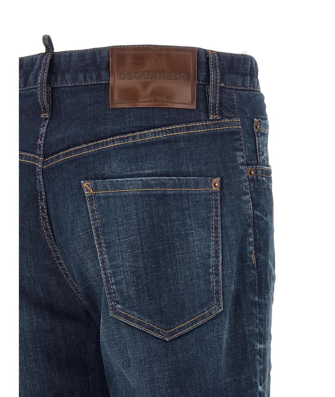 DSQUARED2 Синие хлопковые прямые джинсы, фото 4