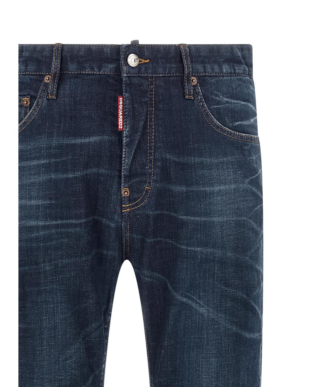 DSQUARED2 Синие хлопковые прямые джинсы, фото 3