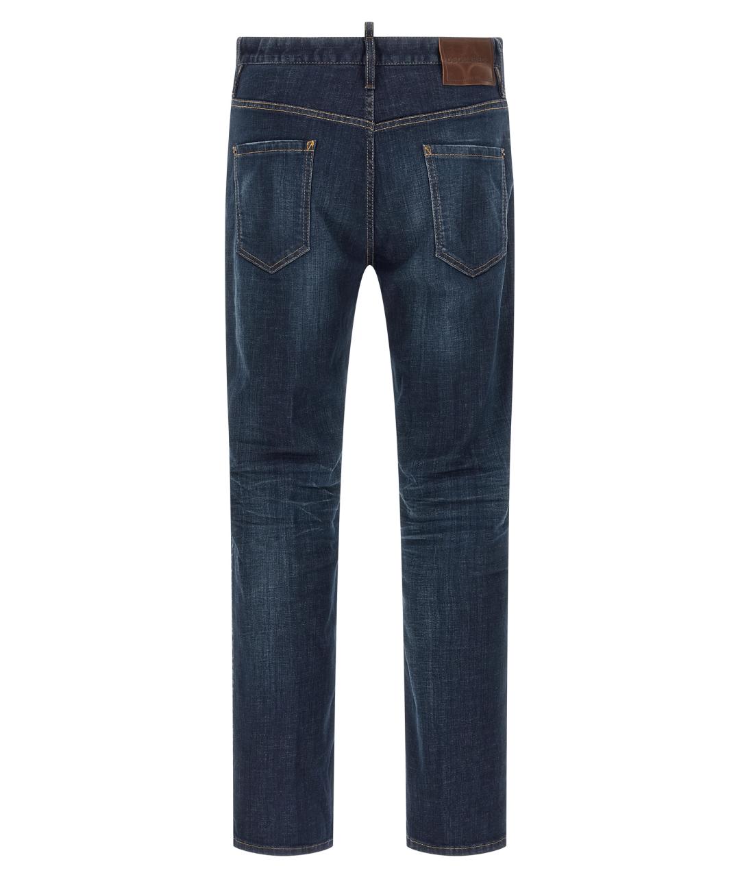 DSQUARED2 Синие хлопковые прямые джинсы, фото 2