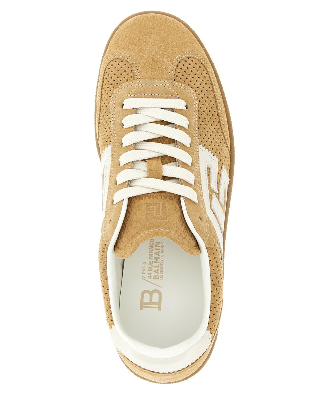 BALMAIN Бежевые замшевые кроссовки, фото 4