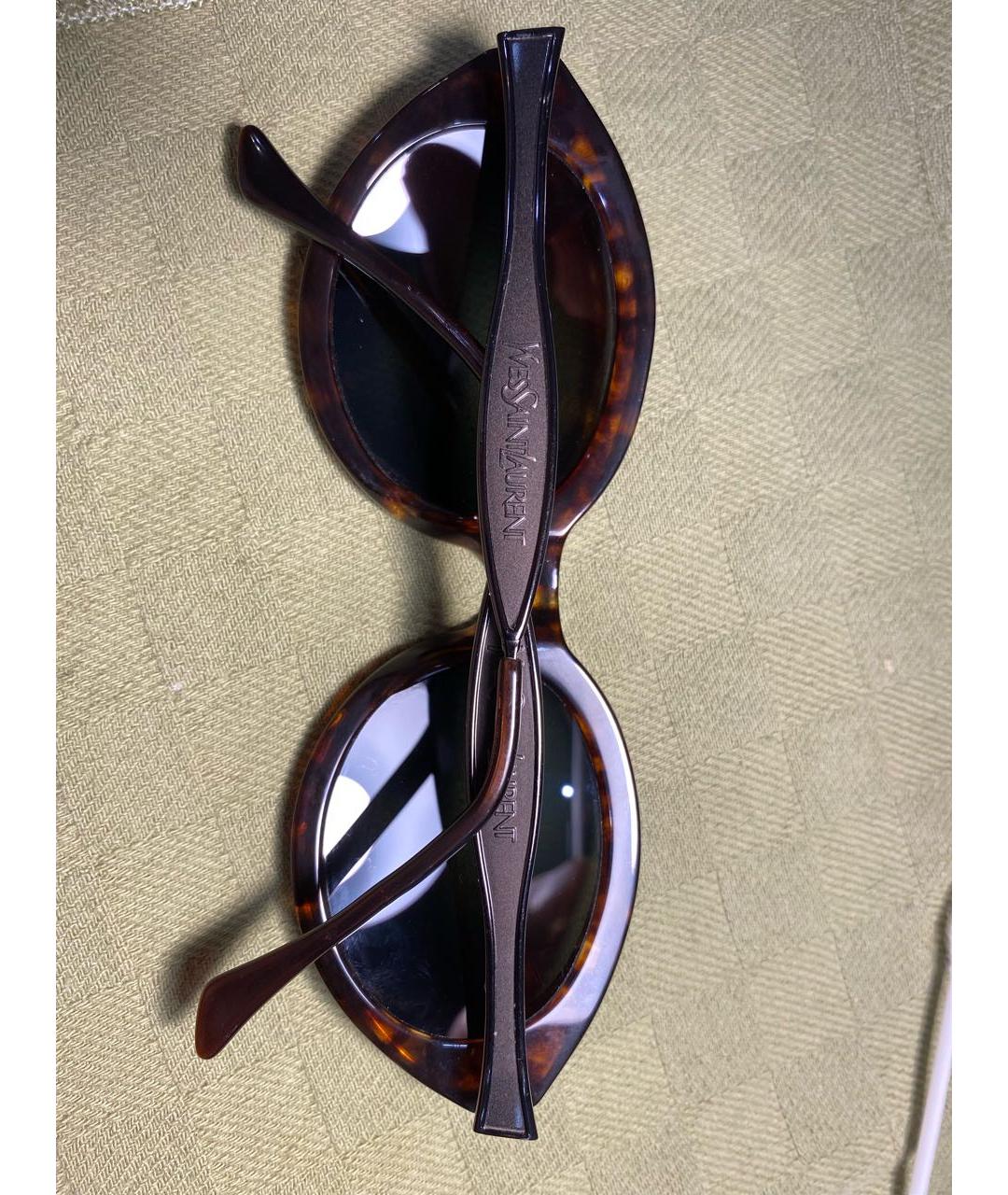 SAINT LAURENT Коричневые пластиковые солнцезащитные очки, фото 3
