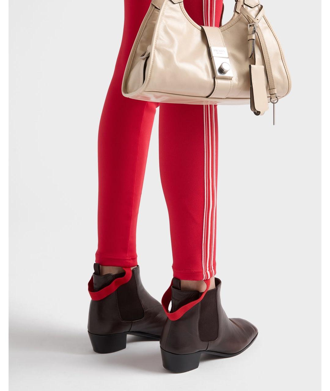 PRADA Красные полиэстеровые брюки узкие, фото 5