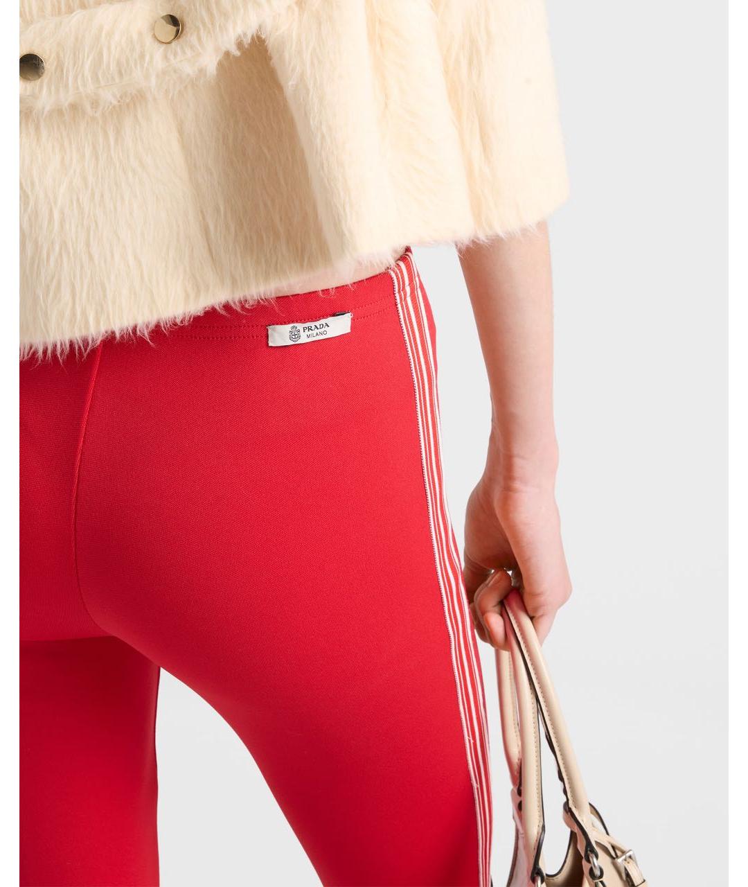 PRADA Красные полиэстеровые брюки узкие, фото 3