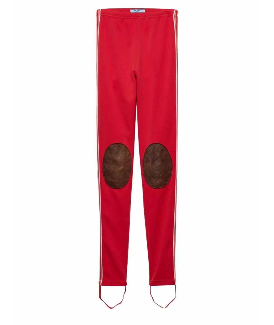 PRADA Красные полиэстеровые брюки узкие, фото 1