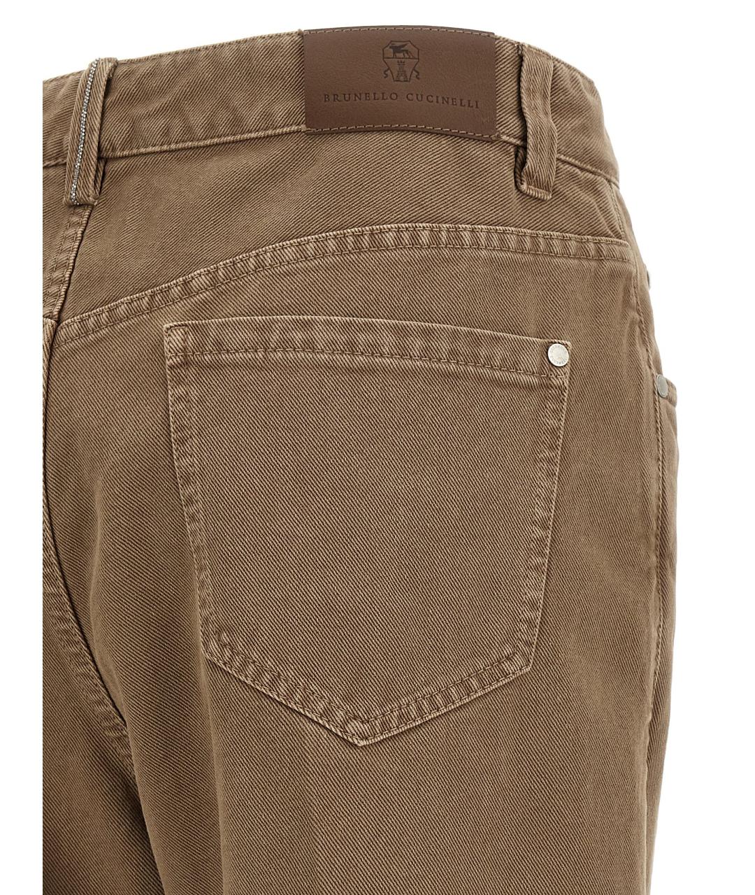 BRUNELLO CUCINELLI Бежевые хлопковые прямые брюки, фото 4