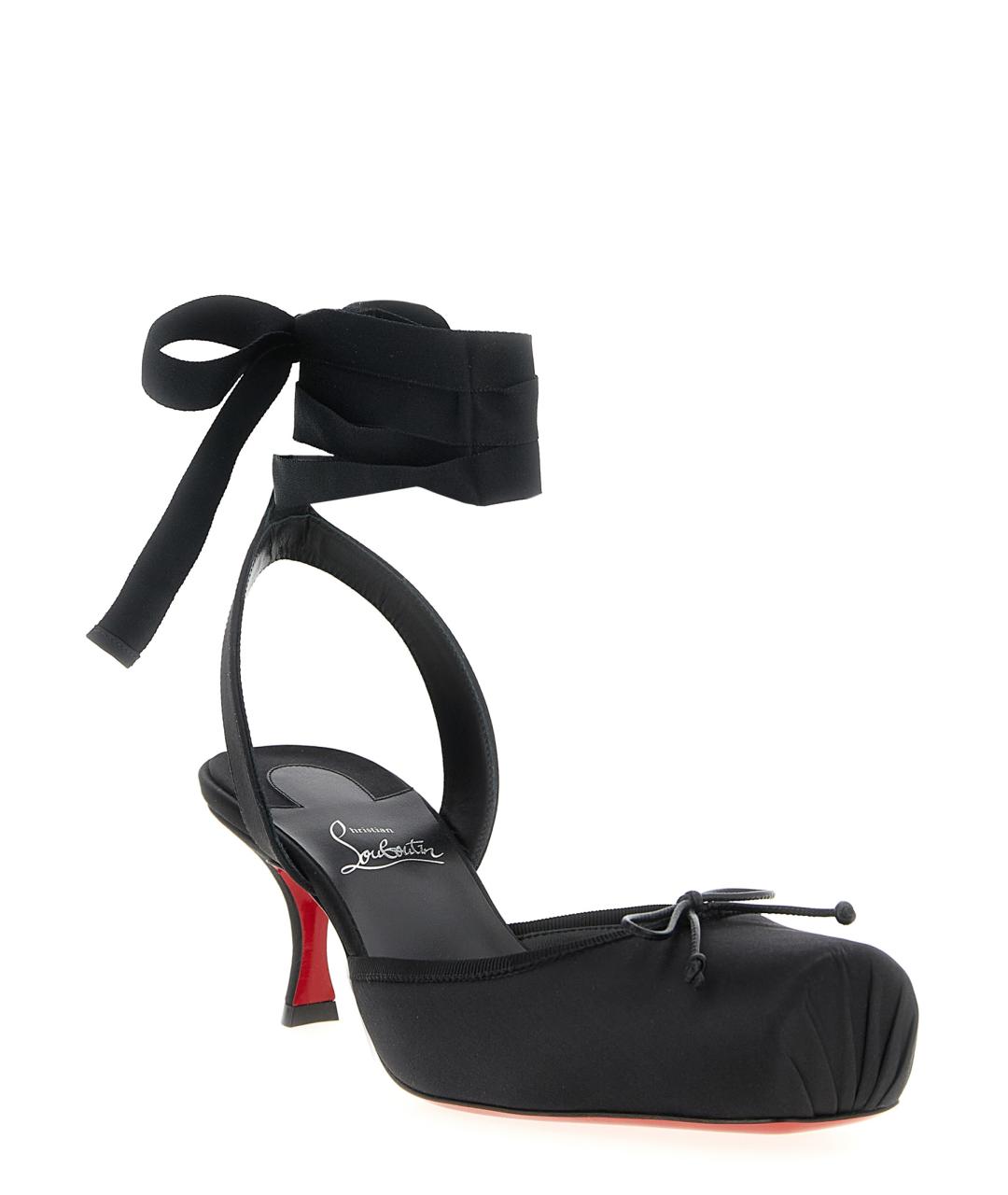 CHRISTIAN LOUBOUTIN Черные текстильные туфли, фото 2