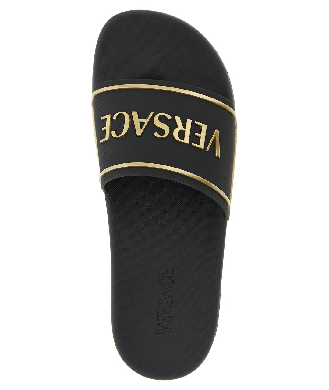 VERSACE Черные резиновые шлепанцы, фото 4
