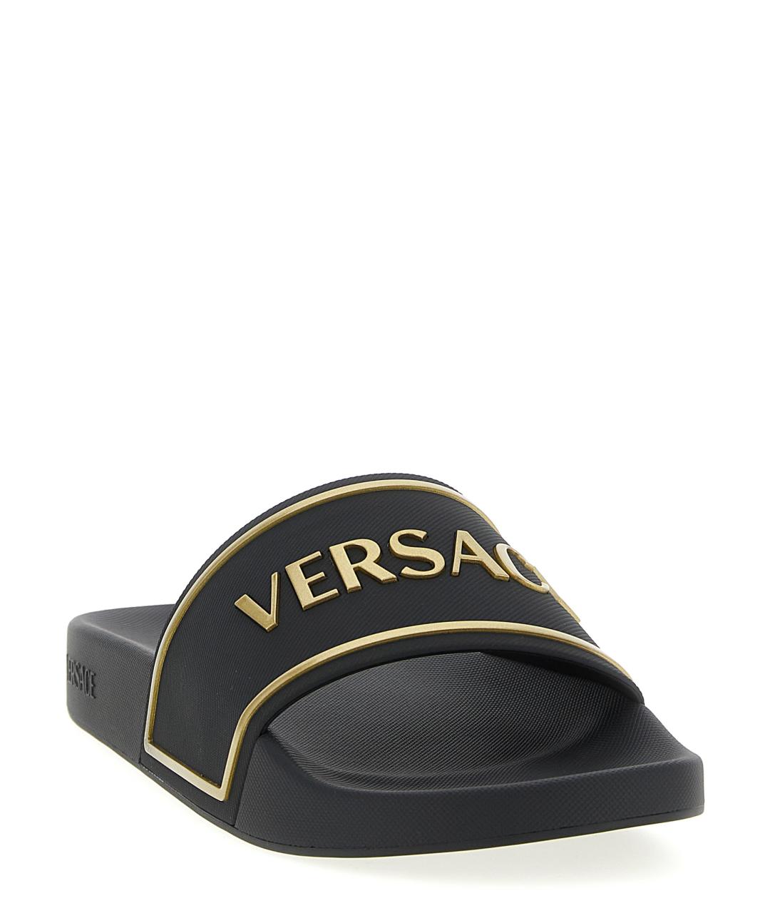 VERSACE Черные резиновые шлепанцы, фото 2