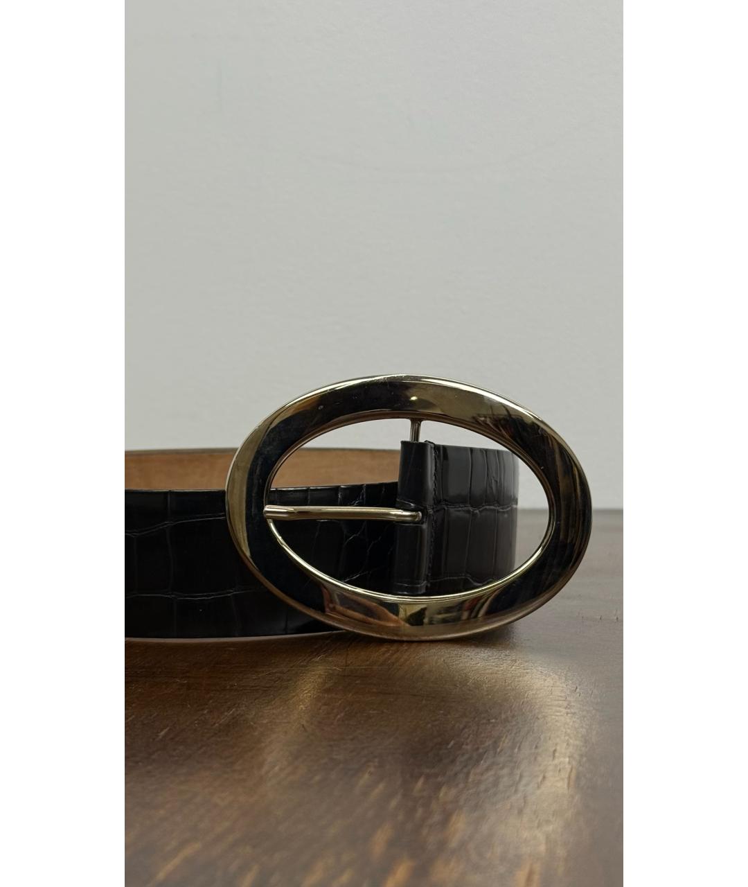 DOLCE&GABBANA Черный кожаный ремень, фото 2