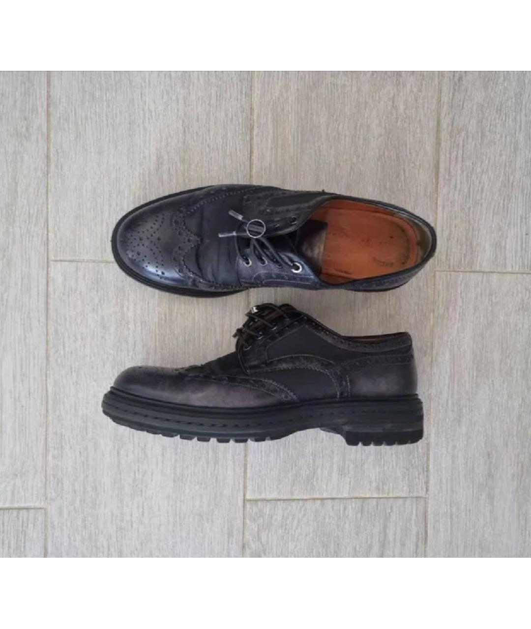 SANTONI Черные кожаные низкие ботинки, фото 4