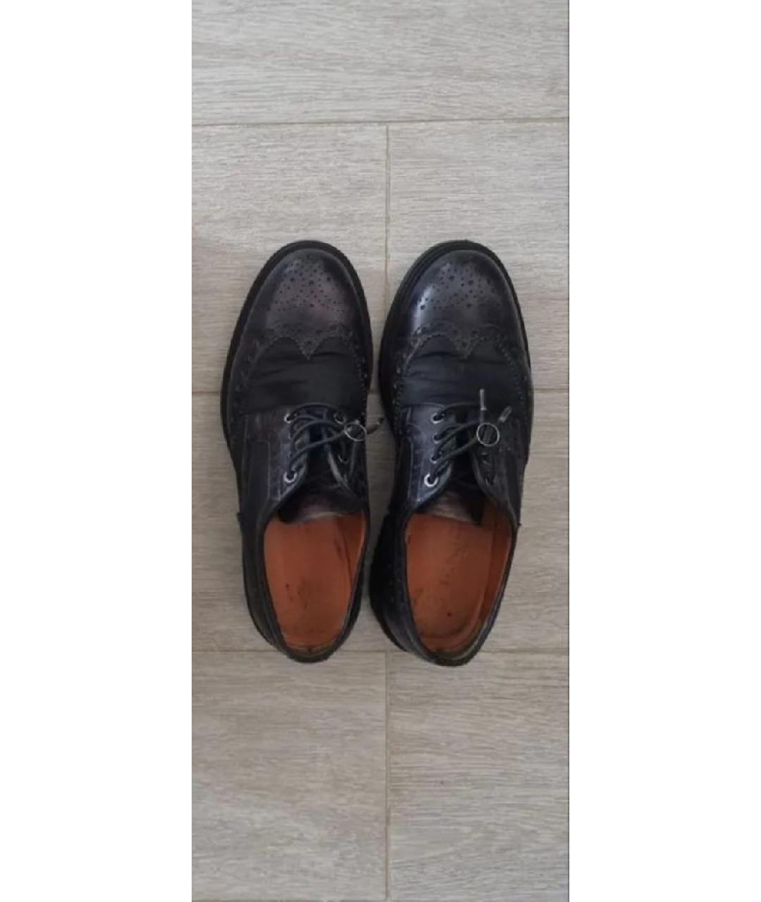 SANTONI Черные кожаные низкие ботинки, фото 3