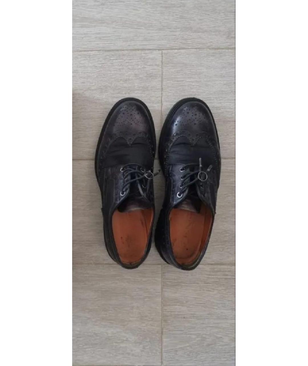 SANTONI Черные кожаные низкие ботинки, фото 2