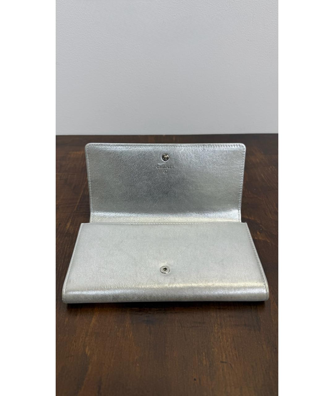 CHANEL Серебрянный кожаный кошелек, фото 3
