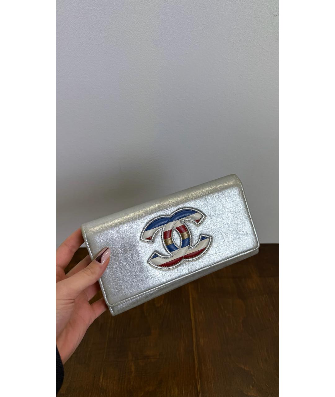 CHANEL Серебрянный кожаный кошелек, фото 2