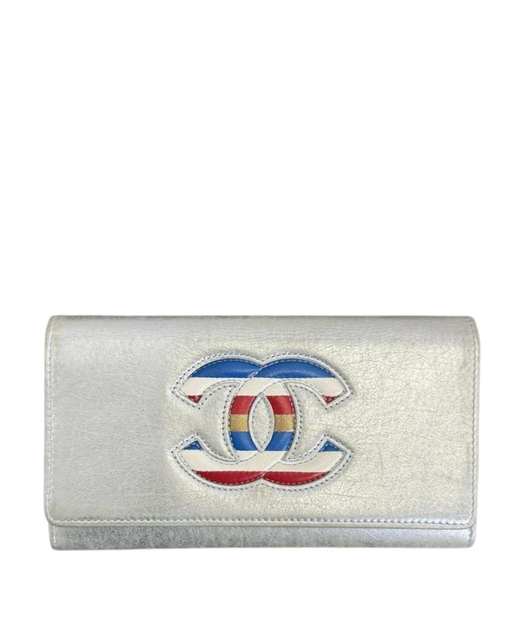 CHANEL Серебрянный кожаный кошелек, фото 1