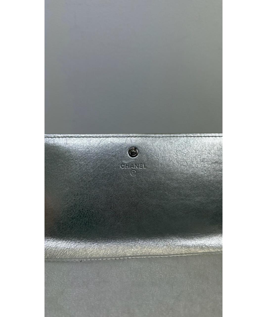 CHANEL Серебрянный кожаный кошелек, фото 5