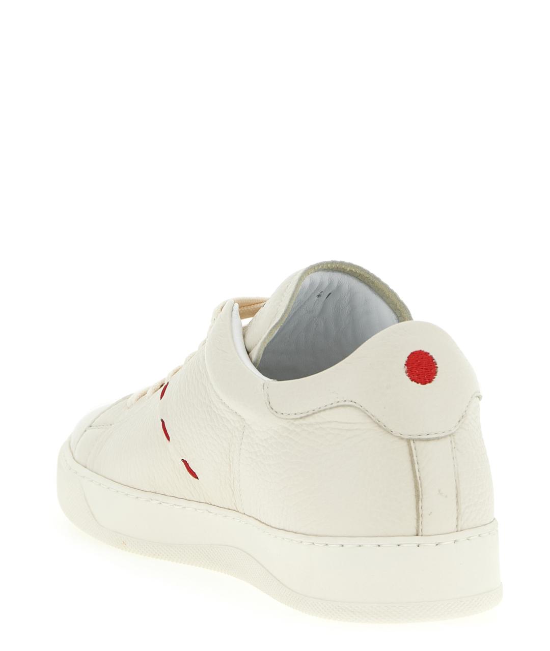 KITON Белые кожаные низкие кроссовки / кеды, фото 3