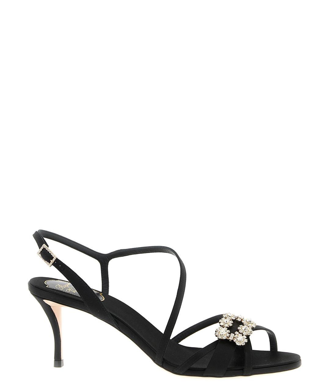 ROGER VIVIER Черные текстильные босоножки, фото 1