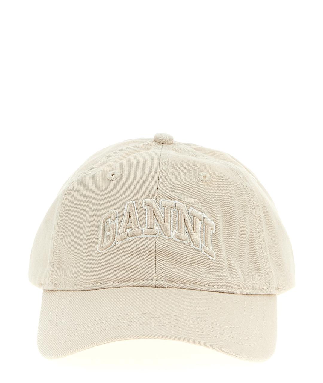 GANNI Бежевая хлопковая кепка, фото 1