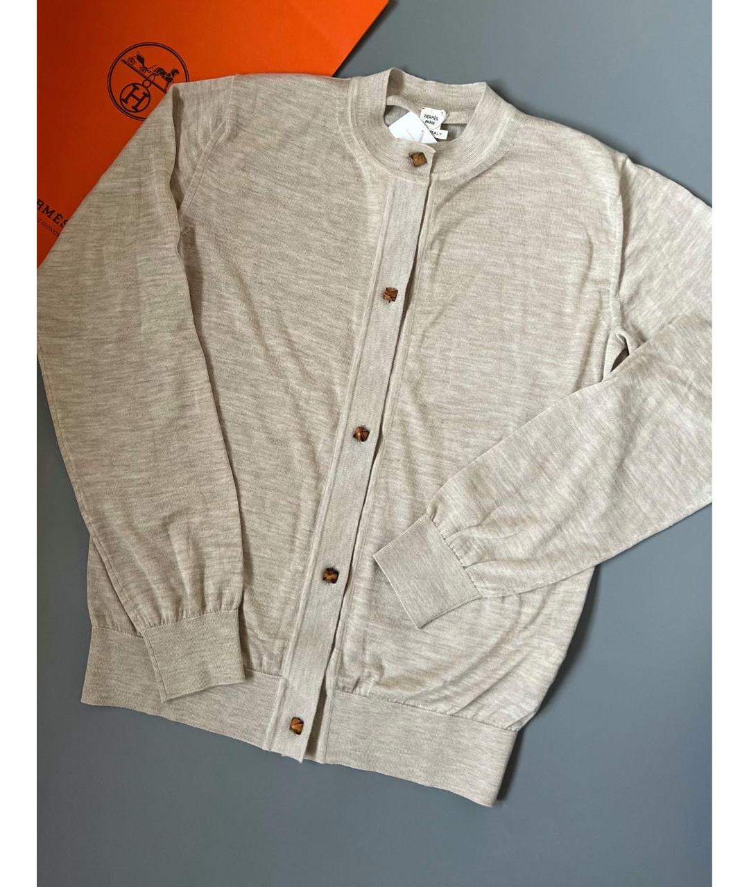 HERMES Бежевый кашемировый кардиган, фото 2