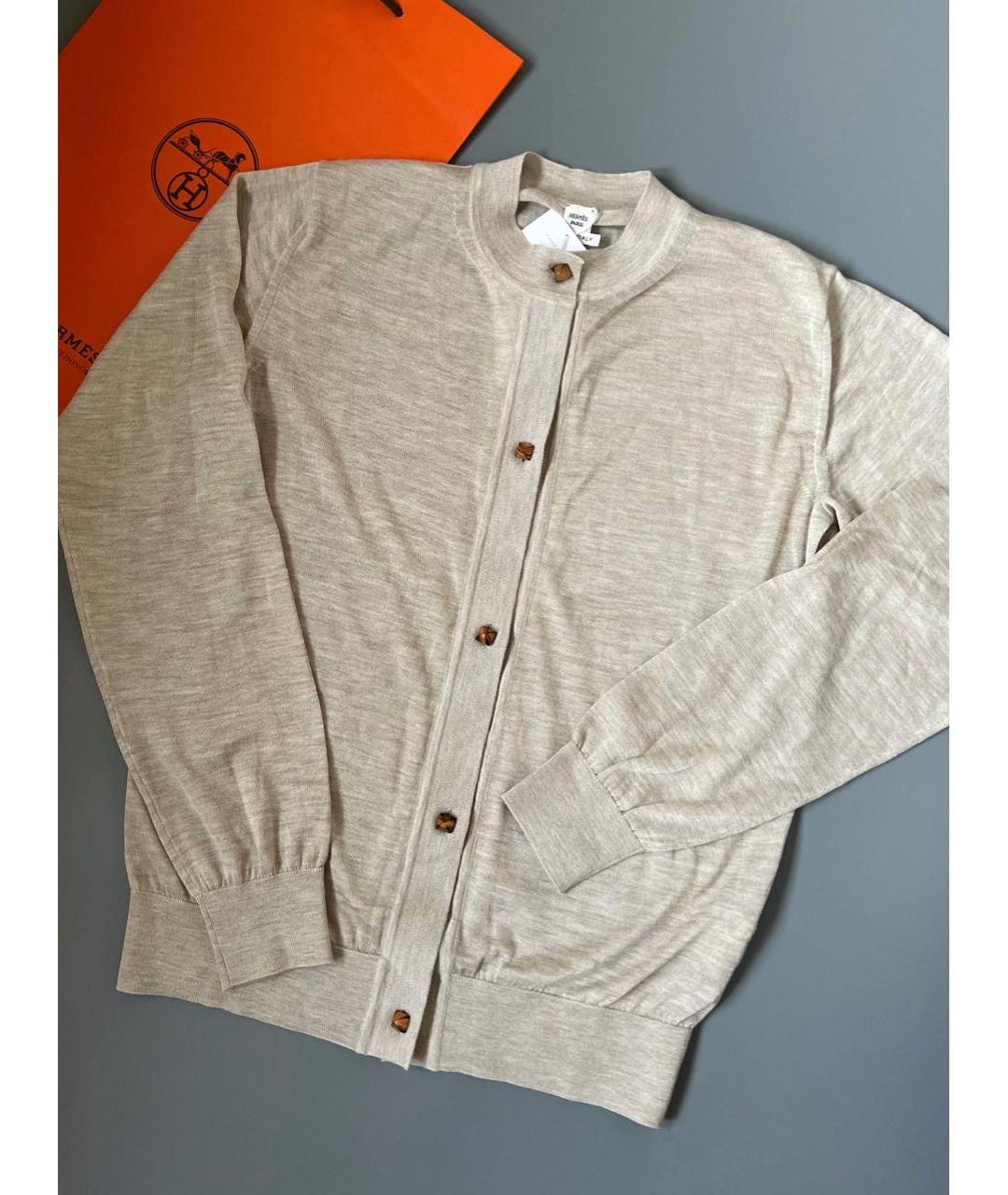 HERMES Бежевый кашемировый кардиган, фото 3