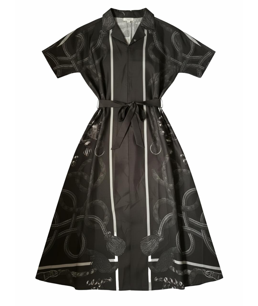 HERMES Черное шелковое коктейльное платье, фото 1